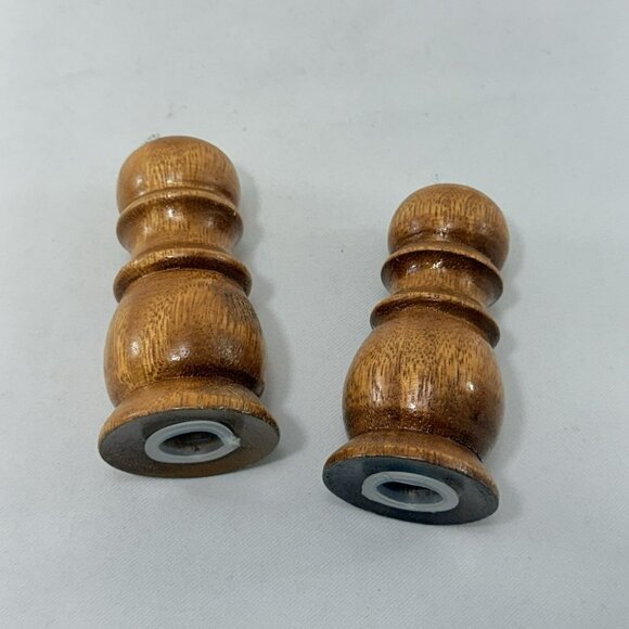 Natural Wood Wooden Salt Pepper Shaker Set Eco Nature Country Carved Retro Brown - Picture 4 of 8